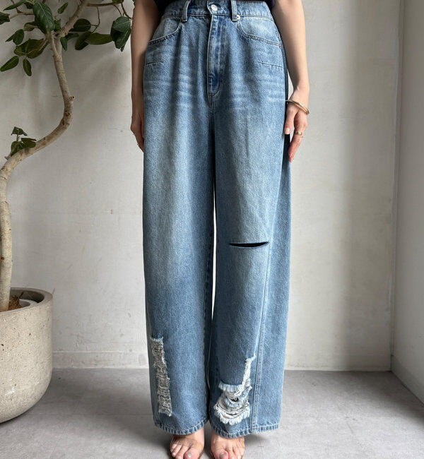  「ミドルオンスダメージデニム」|デニム|