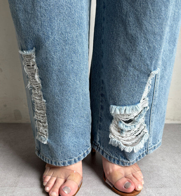  「ミドルオンスダメージデニム」|デニム|