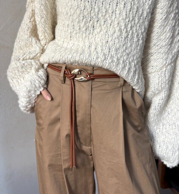  「変形バックルコードベルト」|ベルト|モカ