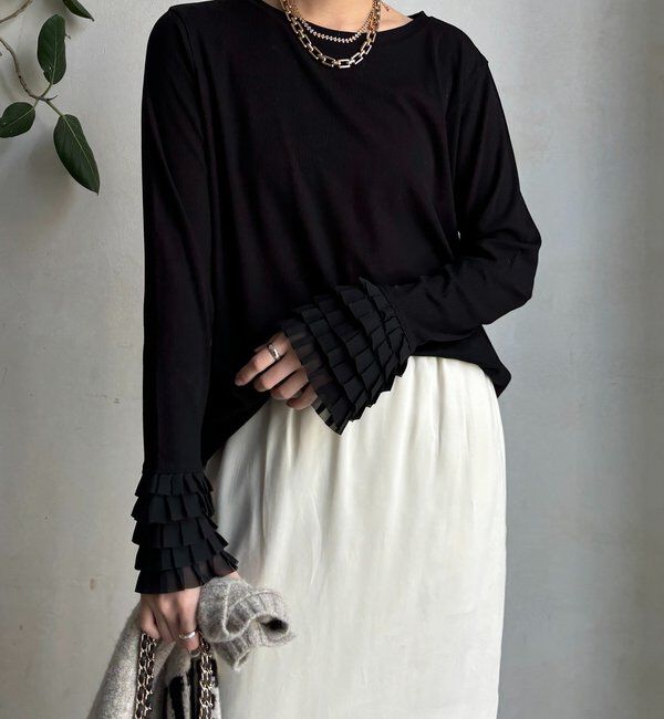  「袖フリルトップス」|Tシャツ・カットソー|