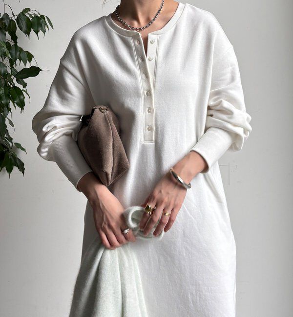  「裏毛裏起毛ヘンリーネックワンピース」|ワンピース|