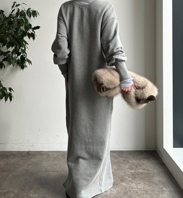  「裏毛裏起毛ヘンリーネックワンピース」|ワンピース|