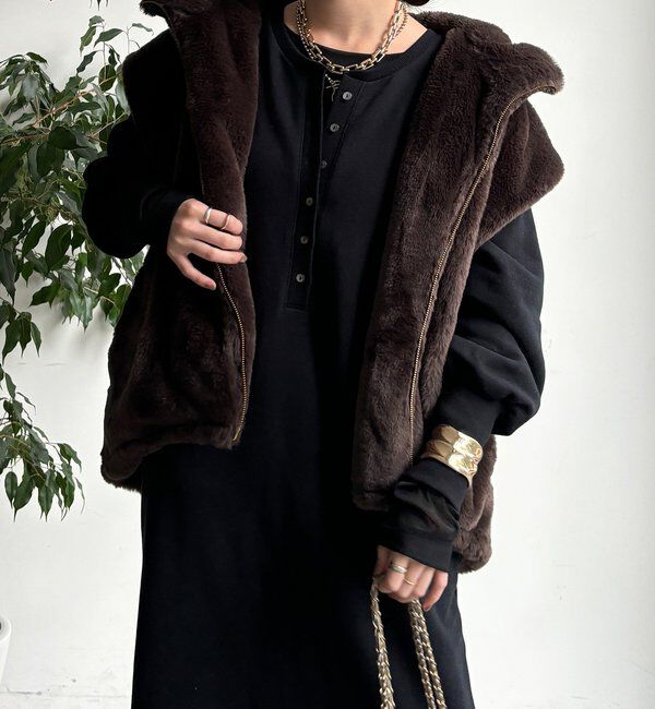  「裏毛裏起毛ヘンリーネックワンピース」|ワンピース|