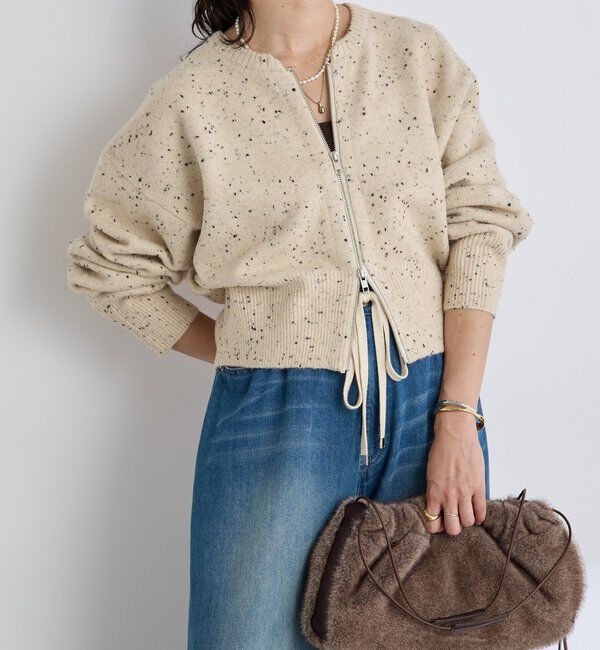  「【カーディガンとしても着れる】ショートZIPニット」|ニット・セーター|