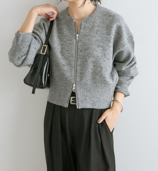  「【カーディガンとしても着れる】ショートZIPニット」|ニット・セーター|