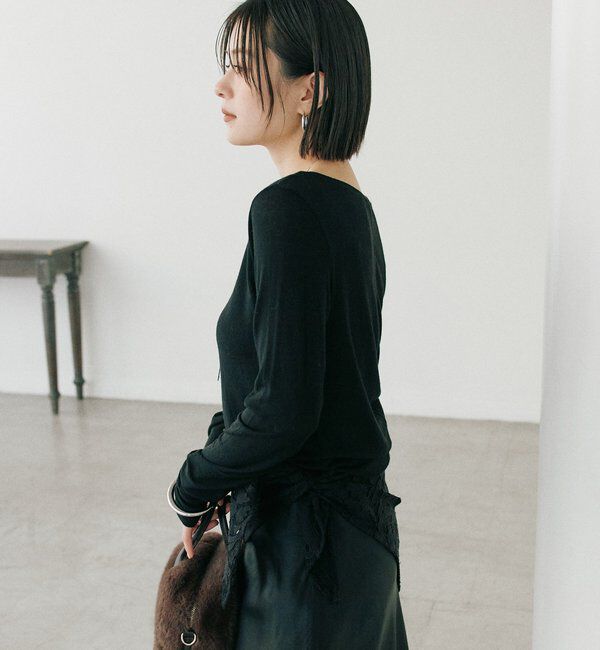  「【リバイバル/やわらかな肌触り】シルクカシミヤブレンドボートT」|Tシャツ・カットソー|