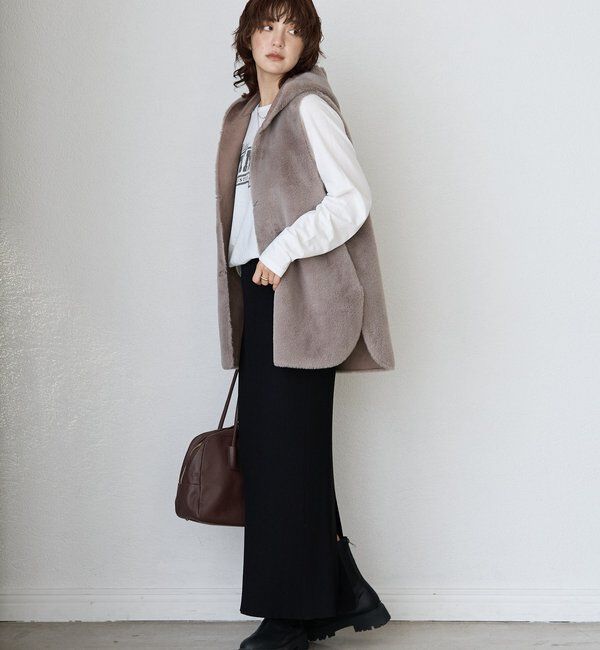  「【シーズンムード高まる】エコファーフードジレ」|ベスト・ジレ|