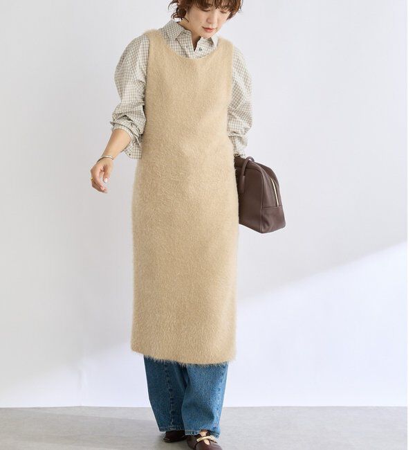  「【華やかな印象に】2wayフェザーワンピース」|ニット・セーター|ベージュ