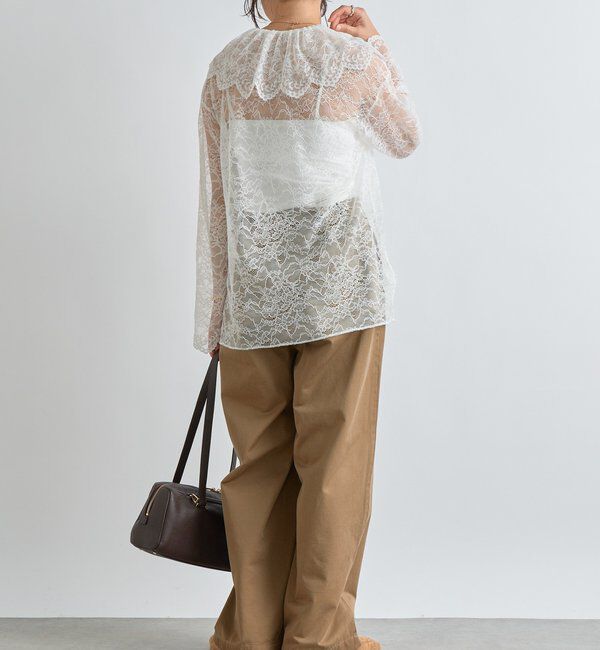 「【繊細なレースがアクセントに】フリルカラーレースブラウス」|シャツ・ブラウス|