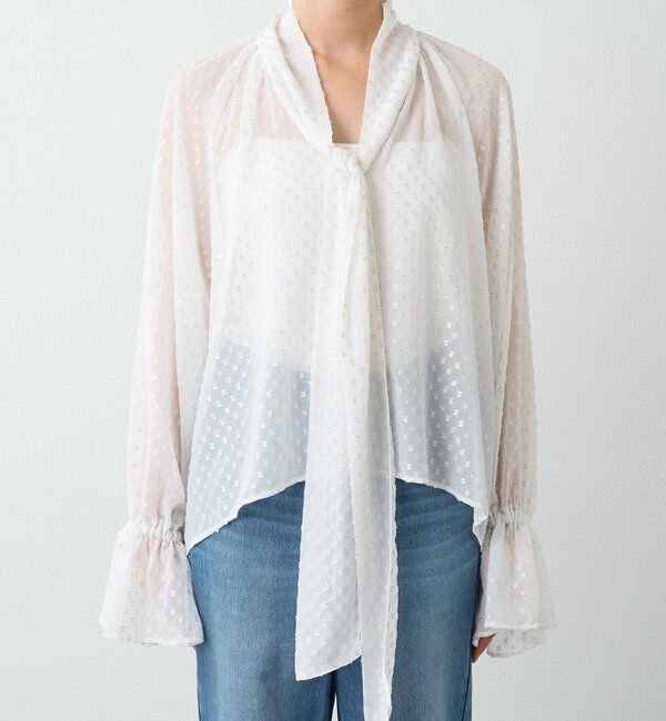  「【上品に華やぐ】フォイルドットボウタイブラウス」|シャツ・ブラウス|