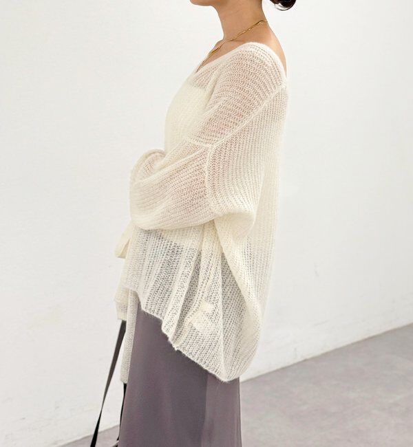 「【抜け感◎】ストール付アルパカルーズニット」|ニット・セーター|