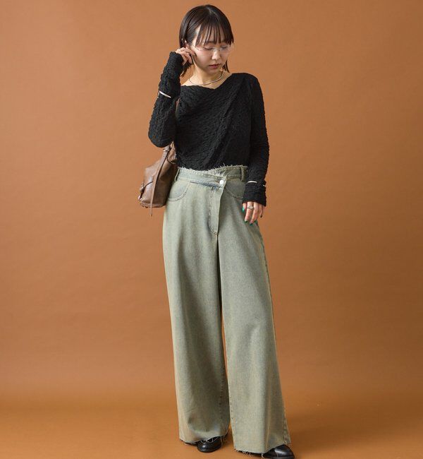  「レースオフショルロングTシャツ」|Tシャツ・カットソー|