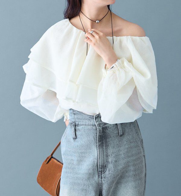  「シアーフリル長袖ブラウス」|シャツ・ブラウス|