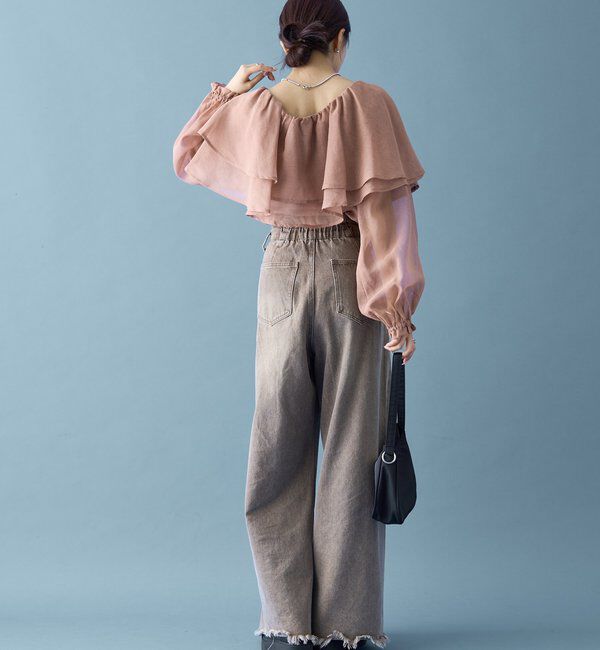  「シアーフリル長袖ブラウス」|シャツ・ブラウス|