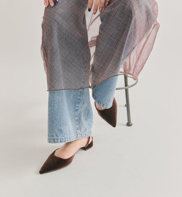  「ポインテッドトゥ ベロアパンプス」|パンプス|