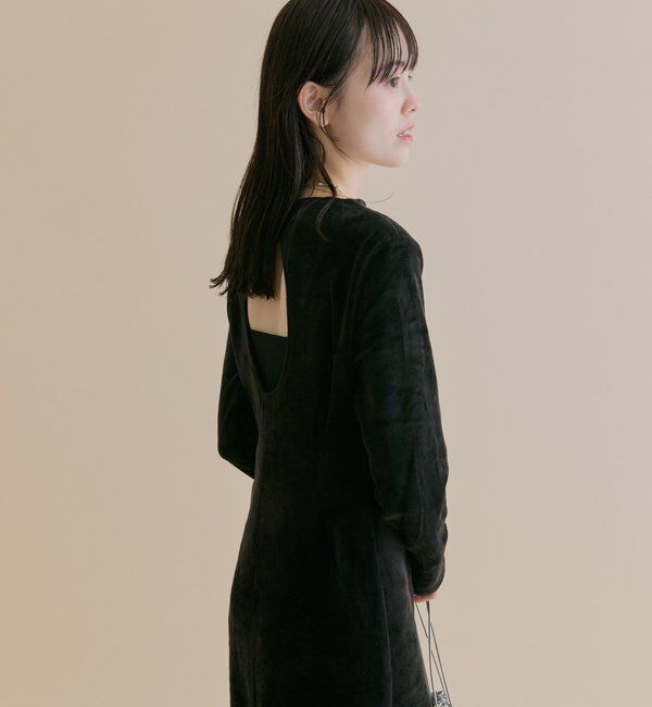  「[森川企画]バックオープンベロアワンピース」|ワンピース|ブラック