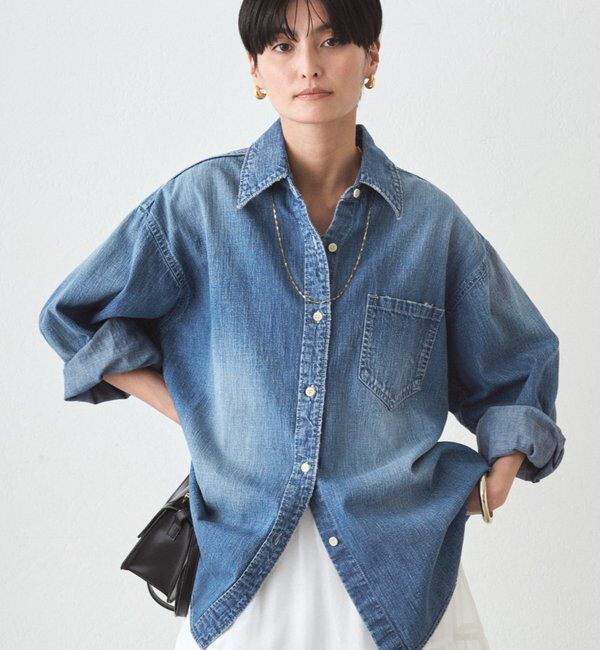 「【JAPAN MADE】BASICデニムシャツ」|シャツ・ブラウス|ブルー