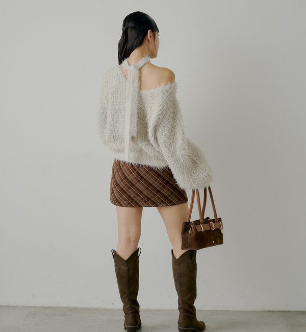  「タイ付きメランジルーズニット」|ニット・セーター|