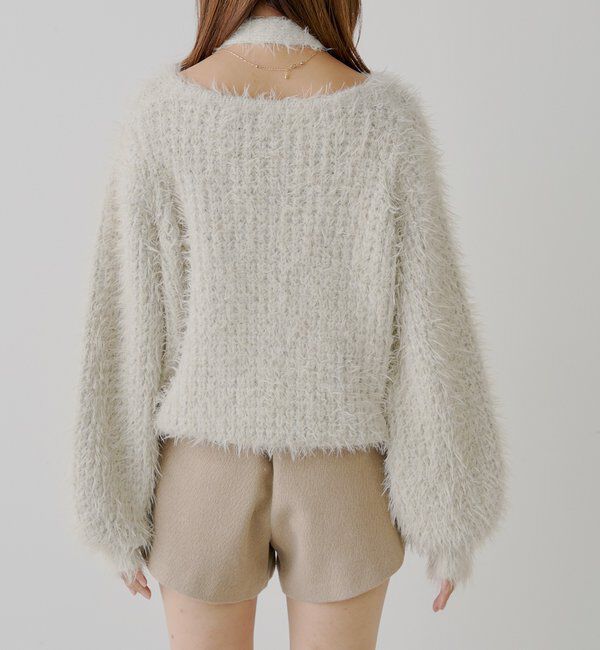  「タイ付きメランジルーズニット」|ニット・セーター|