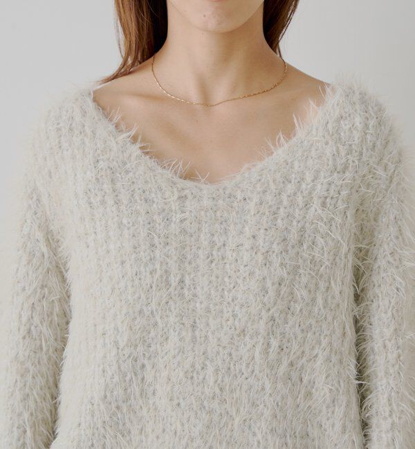  「タイ付きメランジルーズニット」|ニット・セーター|