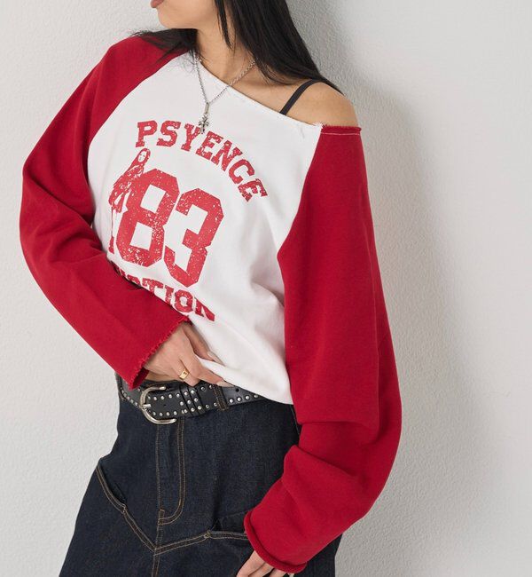  「ELLIOTT NUMBERIHG ONE-SHOULDERSWEATSHIRT」|Tシャツ・カットソー|レッドその他1