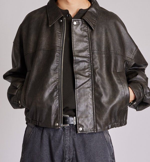  「VINTAGE-LIKE SOUTIEN COLLAR BLOUSON」|ブルゾン・スタジャン|ブラック