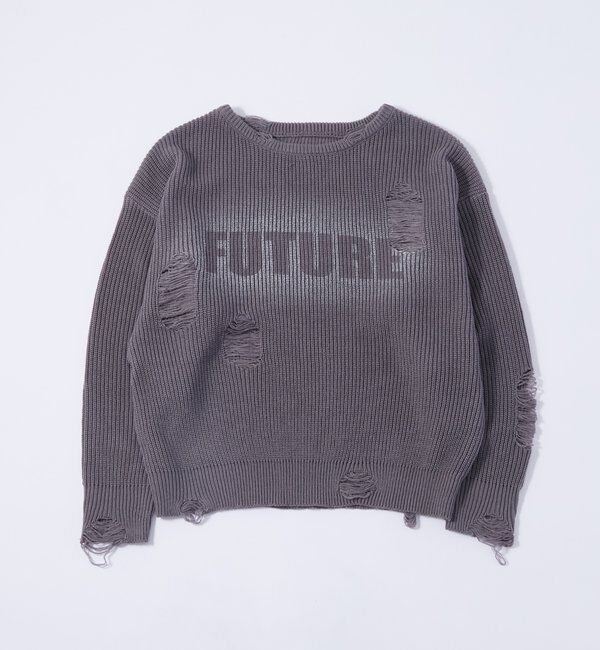  「DISTRESSED SPRAY LOGO KNIT/ダメージスプレーロゴニット」|ニット・セーター|