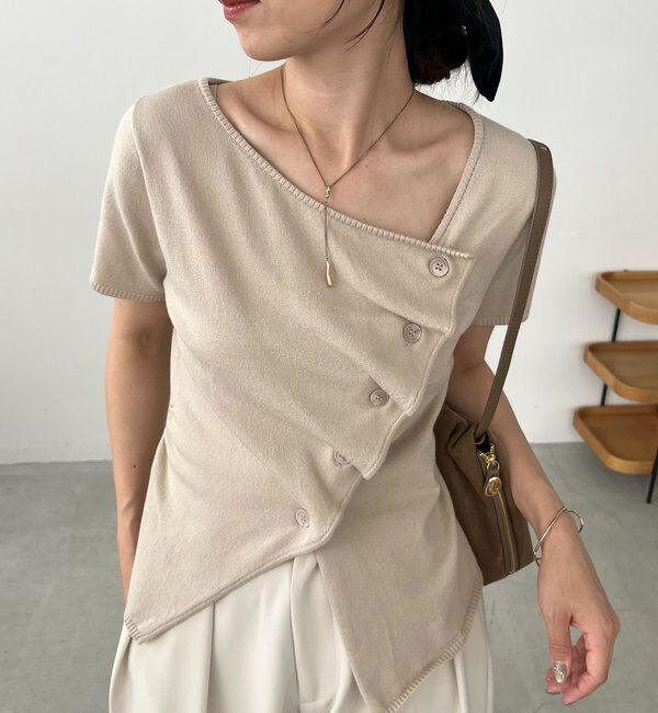  「フリルボタンチビ袖カーディガン」|カーディガン|