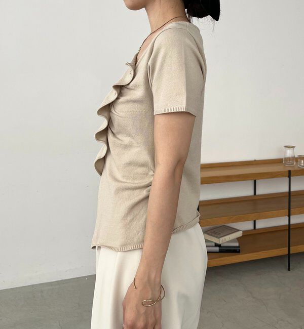  「フリルボタンチビ袖カーディガン」|カーディガン|