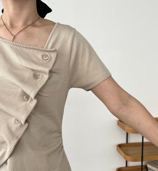  「フリルボタンチビ袖カーディガン」|カーディガン|