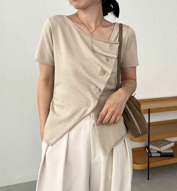  「フリルボタンチビ袖カーディガン」|カーディガン|