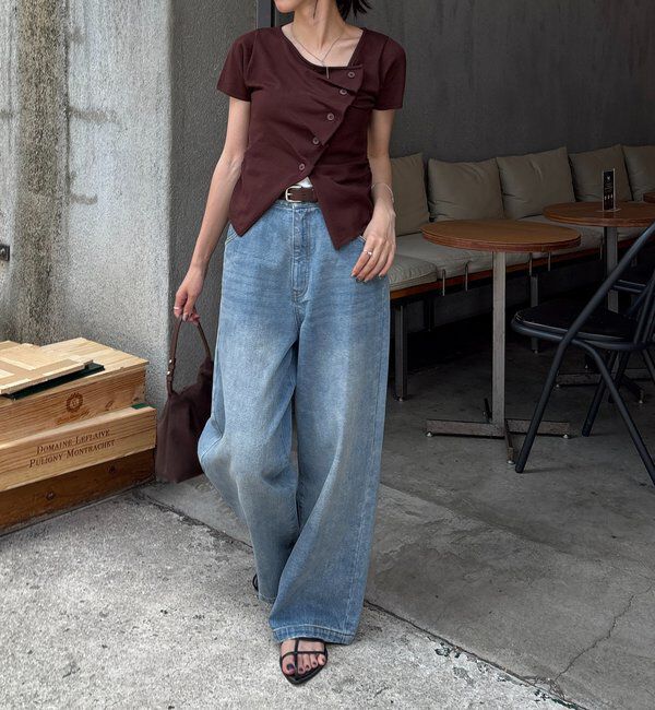  「フリルボタンチビ袖カーディガン」|カーディガン|