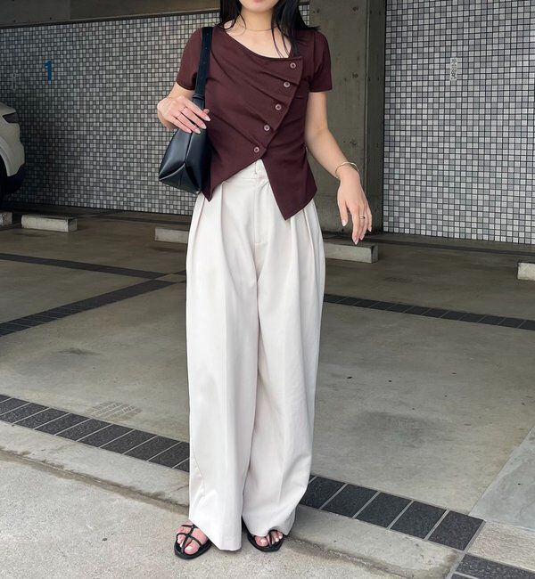  「フリルボタンチビ袖カーディガン」|カーディガン|