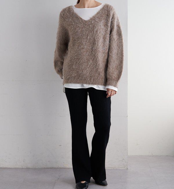  「【4色展開】【着映えニット】シャギーＶネックプルオーバー」|ニット・セーター|