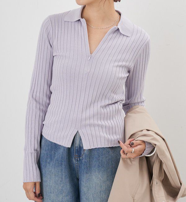  「ハーフジップリブニット」|ニット・セーター|