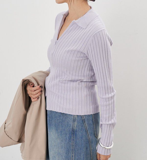  「ハーフジップリブニット」|ニット・セーター|