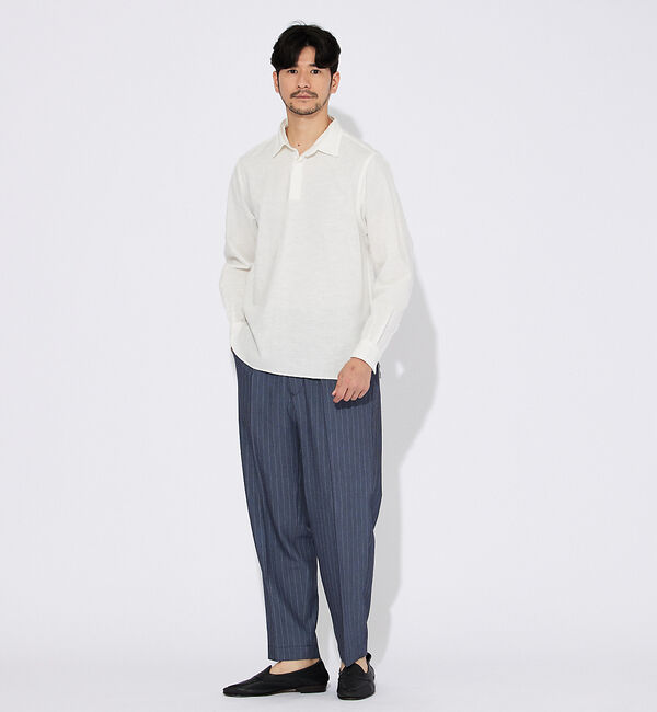 ABAHOUSE「コットンリネン 比翼 プルオーバーシャツ」|シャツ・ブラウス|