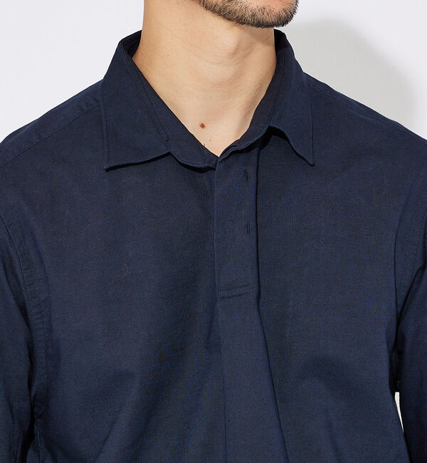 ABAHOUSE「コットンリネン 比翼 プルオーバーシャツ」|シャツ・ブラウス|