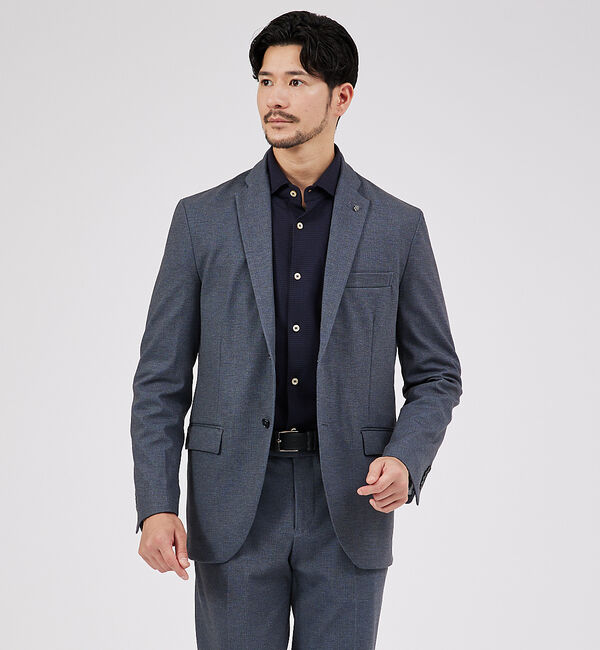 ABAHOUSE「【セットアップ対応 / FLEX JACKET】ストレッチポンチ ジャケット」|テーラードジャケット|ネイビー