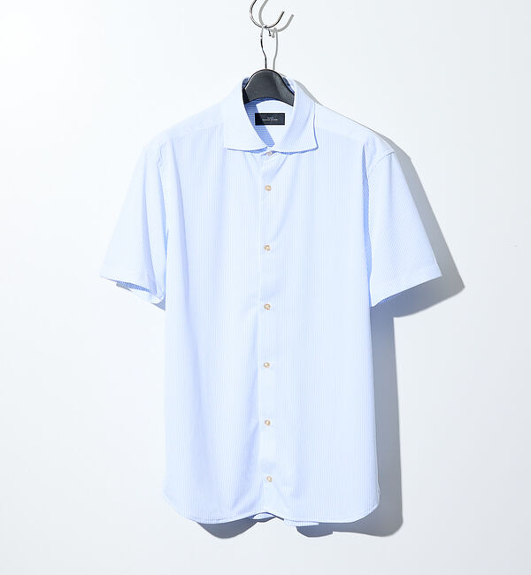 ABAHOUSE「ハイストレッチ バックストライプ半袖シャツ【FLEX SHIRTS】」|シャツ・ブラウス|ブルー