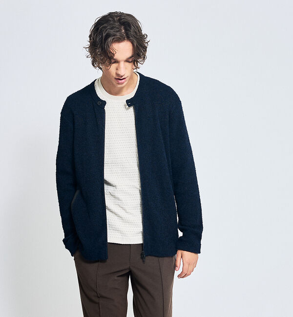 ABAHOUSE「カールヤーン ニットライダース / ニットブルゾン」|ブルゾン・スタジャン|