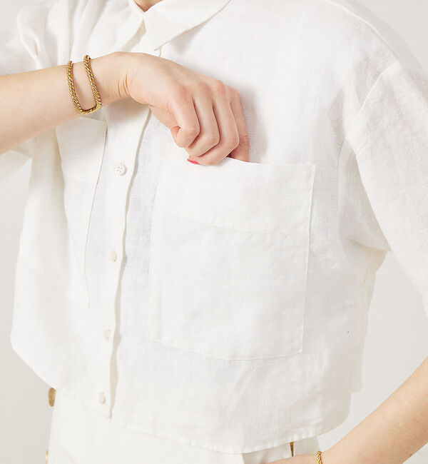 Rouge vif「【セットアップ対応】麻製品染ショートシャツ」|シャツ・ブラウス|