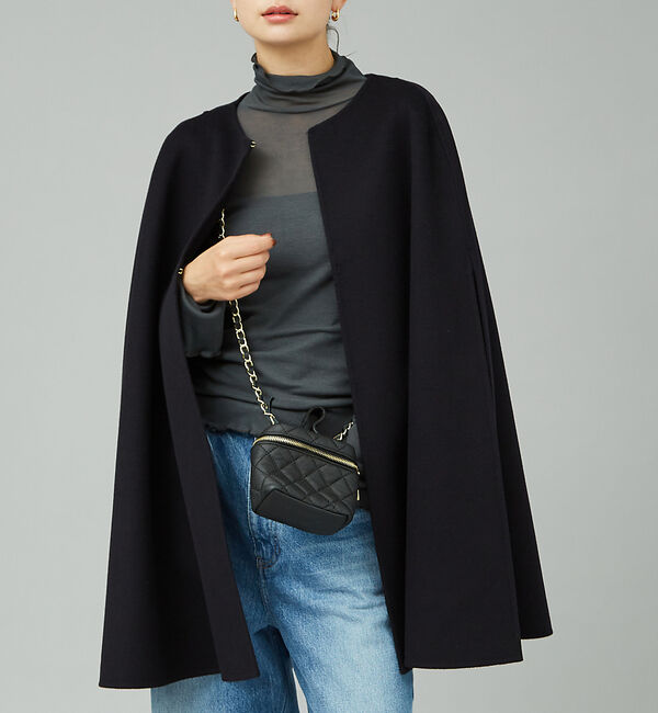 Rouge vif「【40周年】ウールカシミヤリバーマントコート」|その他|ダークネイビー