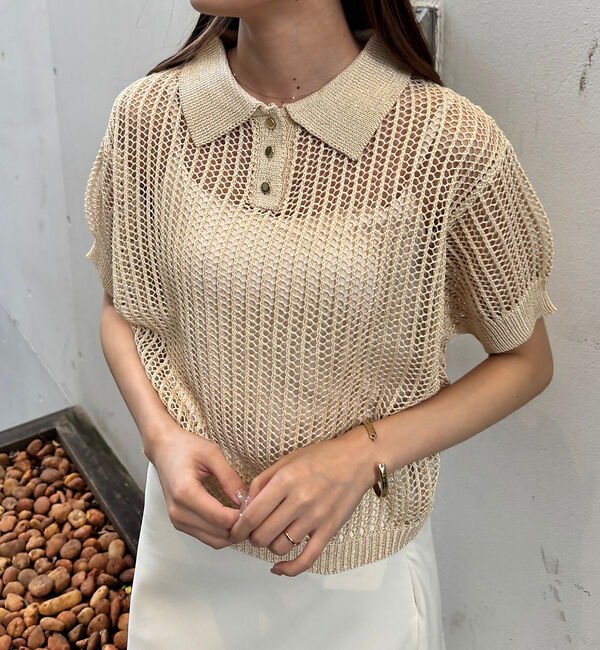 Rouge vif「【一部店舗限定】メッシュニットポロシャツ」|ニット・セーター|