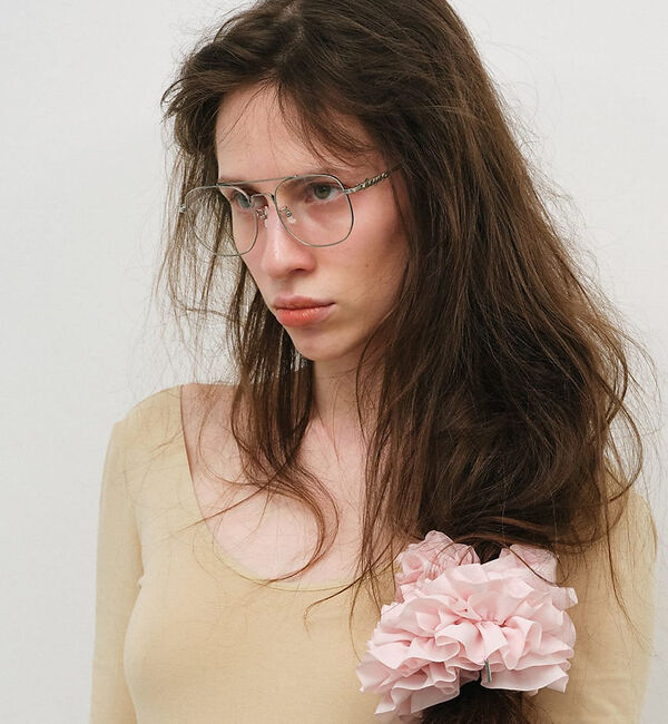 Rouge vif「【heyep／ヘイップ】ラインストーン&ロゴ付アビエイターメガネ」|メガネ|