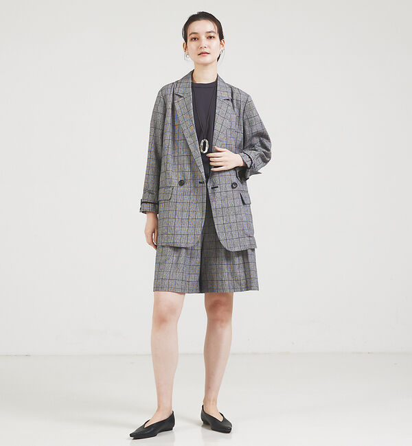 qualite「【セットアップ対応】リネングレンチェックショートパンツ」|その他|
