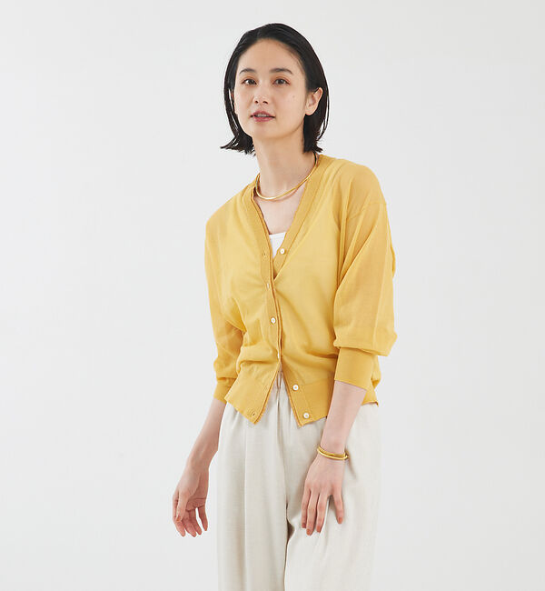 qualite「【アンサンブル対応】シアーコットンハイゲージカーデ」|カーディガン|