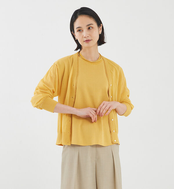 qualite「【アンサンブル対応】シアーコットンハイゲージカーデ」|カーディガン|