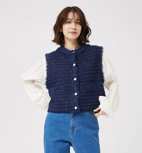 abahouse mavie「ツィードニットベスト」|ベスト・ジレ|