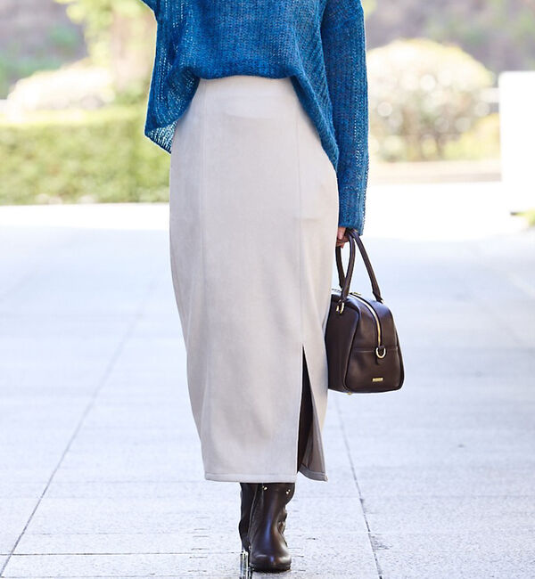 abahouse mavie「フェイクスウェード/フェイクレザースリットタイトスカート」|スカート|